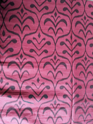 Maroon and Black Printed Cotton Silk Fabric, Festive Fabric, Holiday Fabric